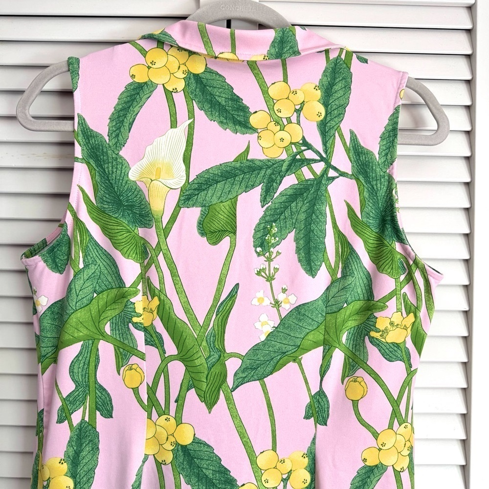 J.McLaughlin Catalina Cloth Ayla Dress Lily Frond Light Pink Green Size Medium - Picture 7 of 8